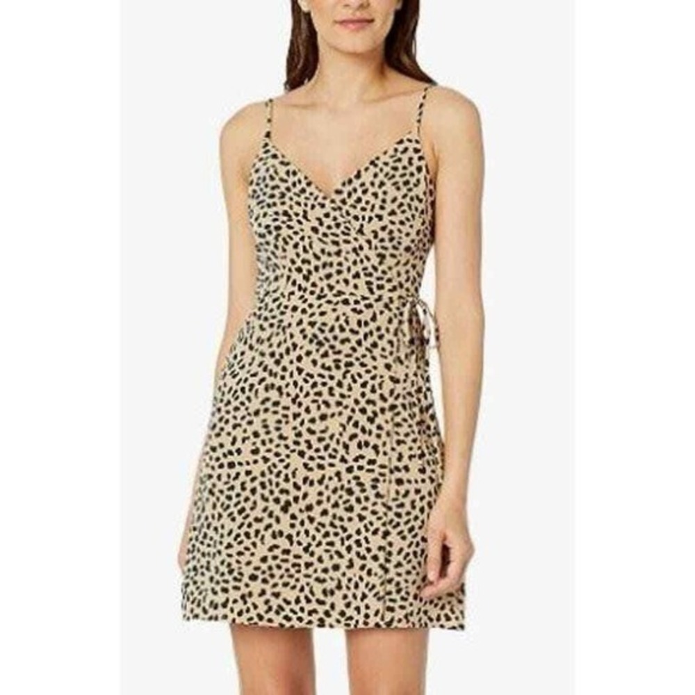 Sanctuary‎ Womens Wrap It Up Tank Dress Modern Spots Size S Tan V-Neck Leopard+